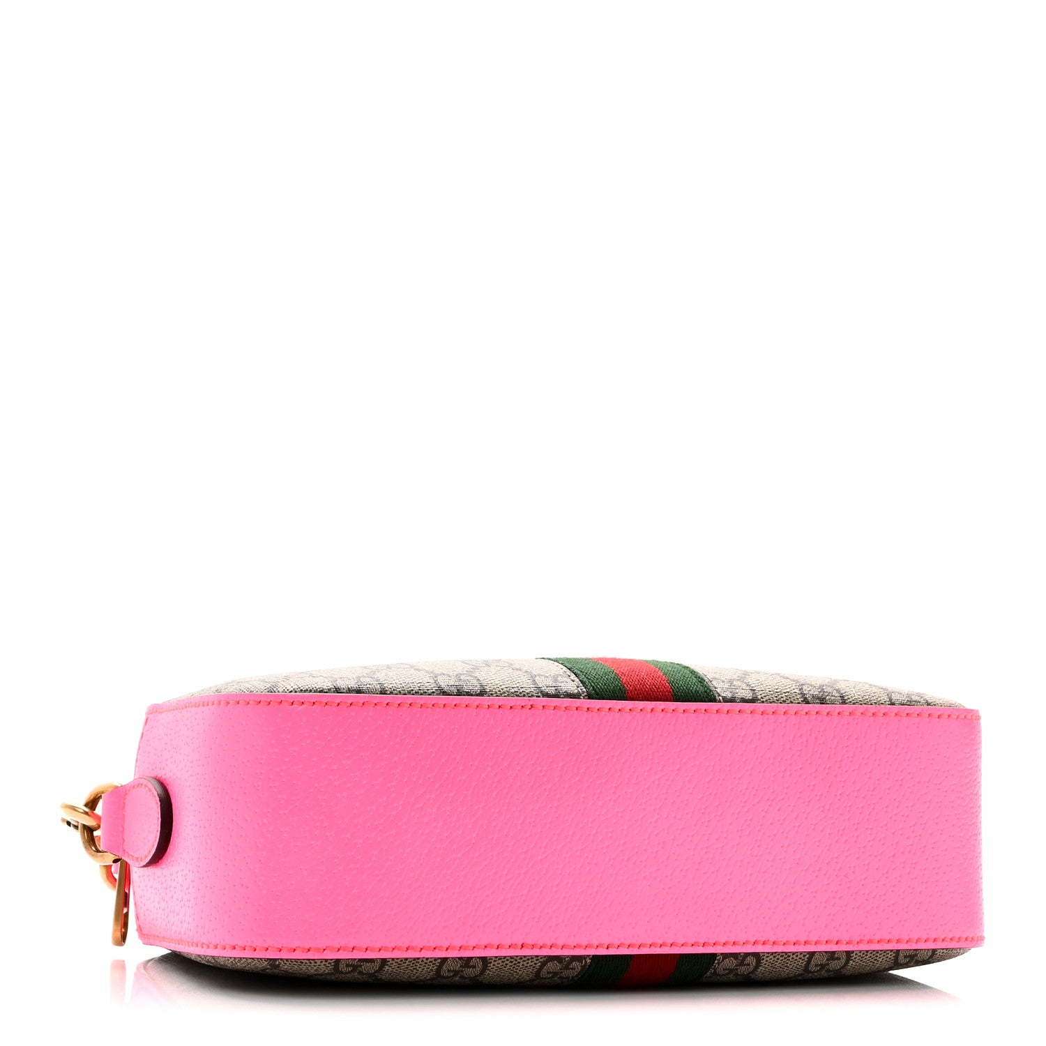 Gucci GG Supreme Monogram Textured Dollar Calfskin Web Ophidia Small Crossbody Bag Beige Ebony Fuchsia 4 of 10