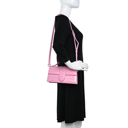 Jacquemus Calfskin Crocodile Embossed Le Grand Bambino Pink 2 of 9
