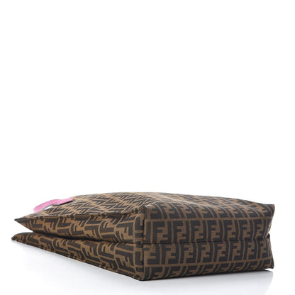 Fendi Zucca Vitello Elite Special Shopping Tote Tobacco Fuxia 4 of 10