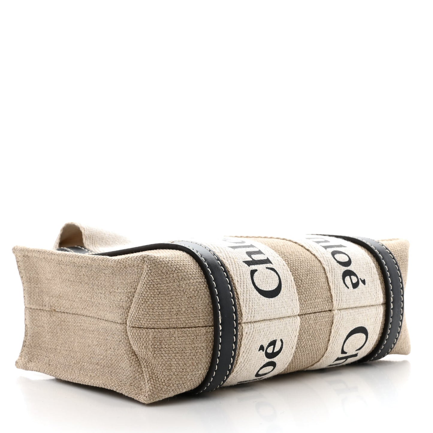 Cotton Calfskin Mini Woody Ribbon Tote White Blue