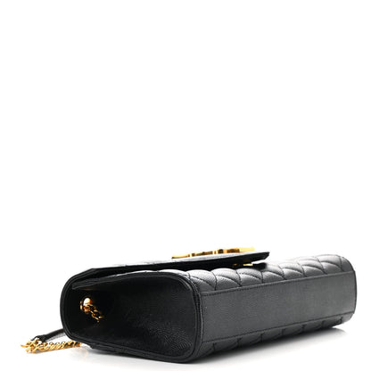 Saint Laurent Grain De Poudre Textured Mixed Matelasse Triquilt Small Monogram Satchel Black 4 of 13