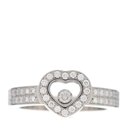 Chopard 18K White Gold Diamond Happy Heart Ring 53 6.25 1 of 5