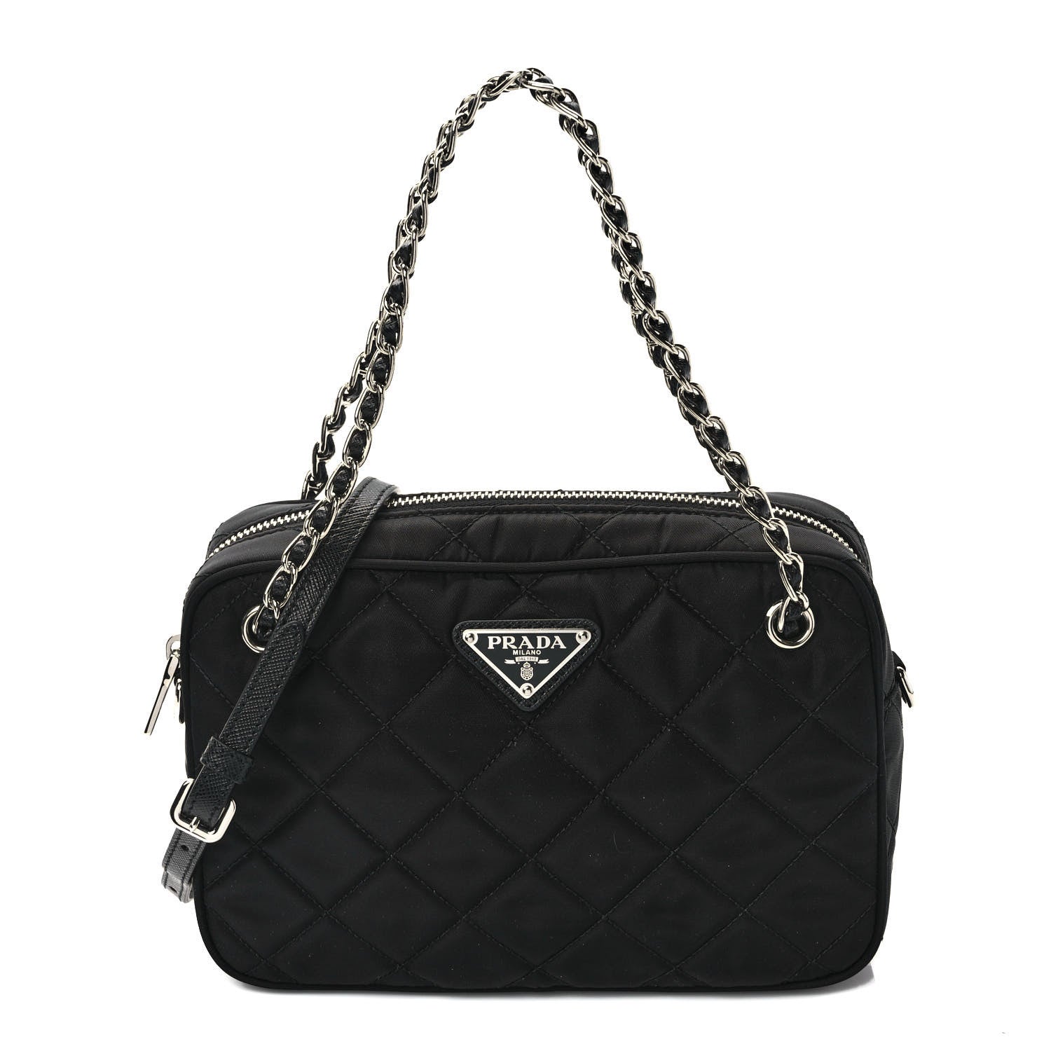 Prada Nylon Tessuto Impuntu Quilted Bandoliera Crossbody Bag Black 1 of 7