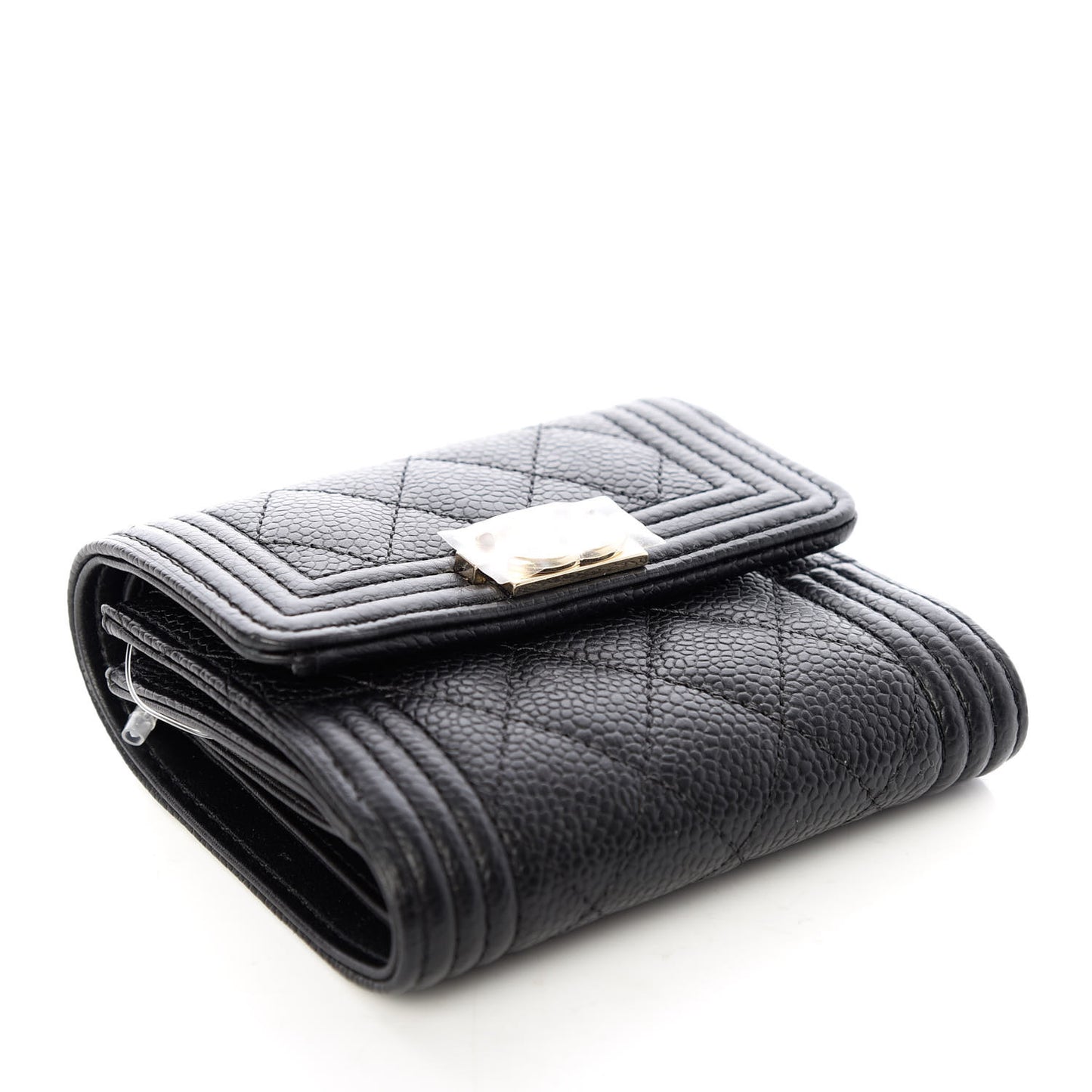 Caviar Quilted Compact Boy Wallet Black
