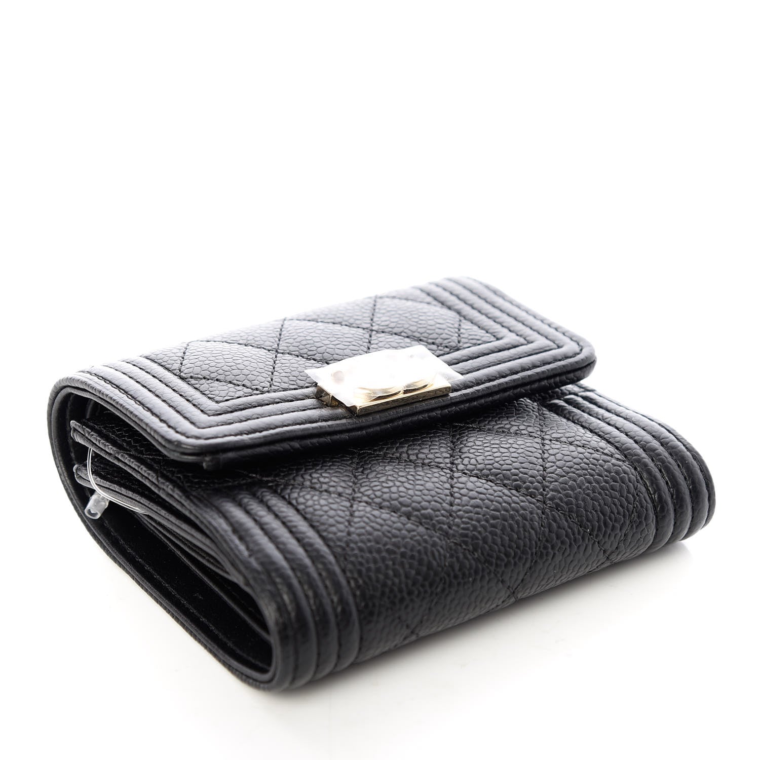 Chanel Caviar Quilted Compact Boy Wallet Black 4 of 8