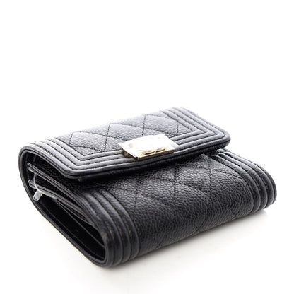Chanel Caviar Quilted Compact Boy Wallet Black 4 of 8
