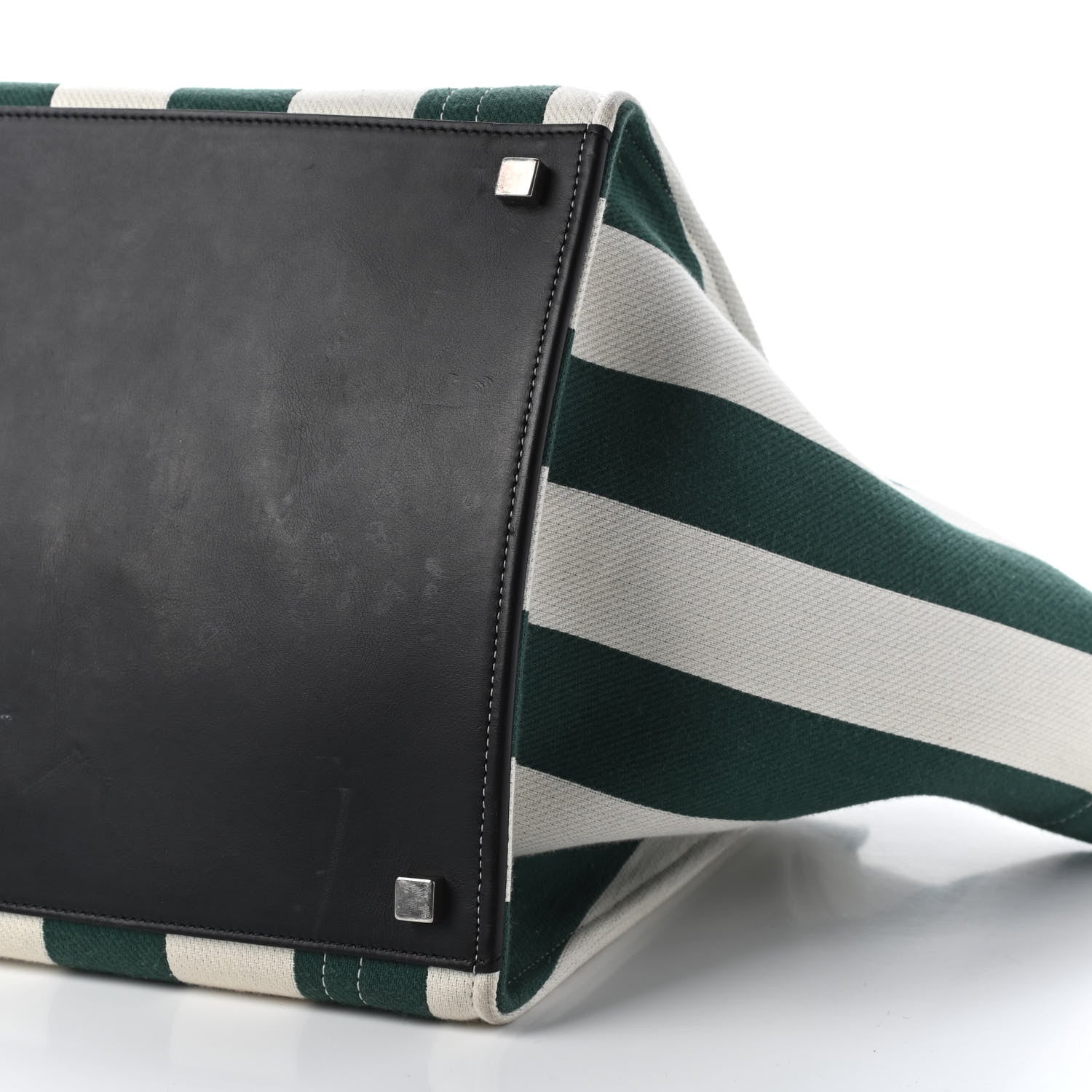 Celine Cotton Canvas Striped Medium Phantom Luggage White Green 8 of 8