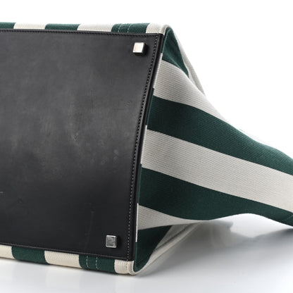 Celine Cotton Canvas Striped Medium Phantom Luggage White Green 8 of 8