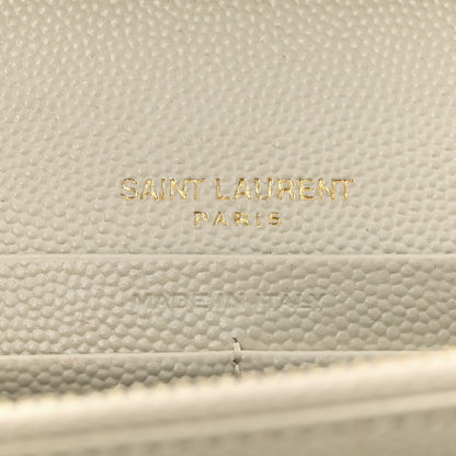 Saint Laurent Grain De Poudre Mixed Matelasse Triquilt Monogram Chain Wallet Blanc Vintage 6 of 15