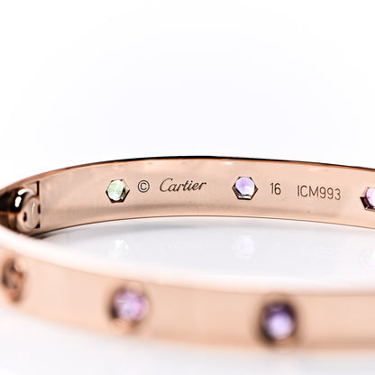 Cartier 18K Pink Gold Sapphire Garnet Amethyst LOVE Bracelet 16 4 of 7