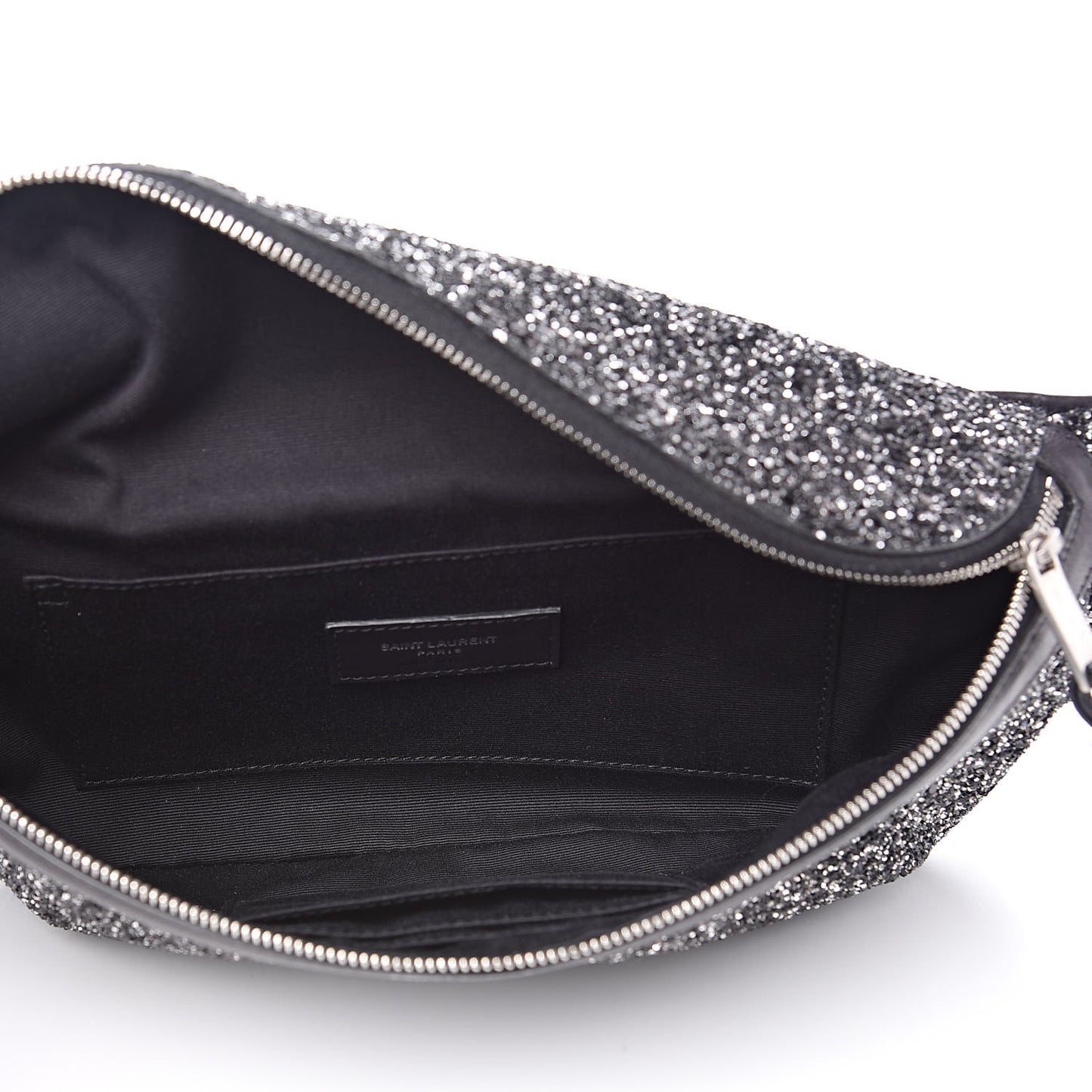 Lambskin Glitter Belt Bag Metallic Black