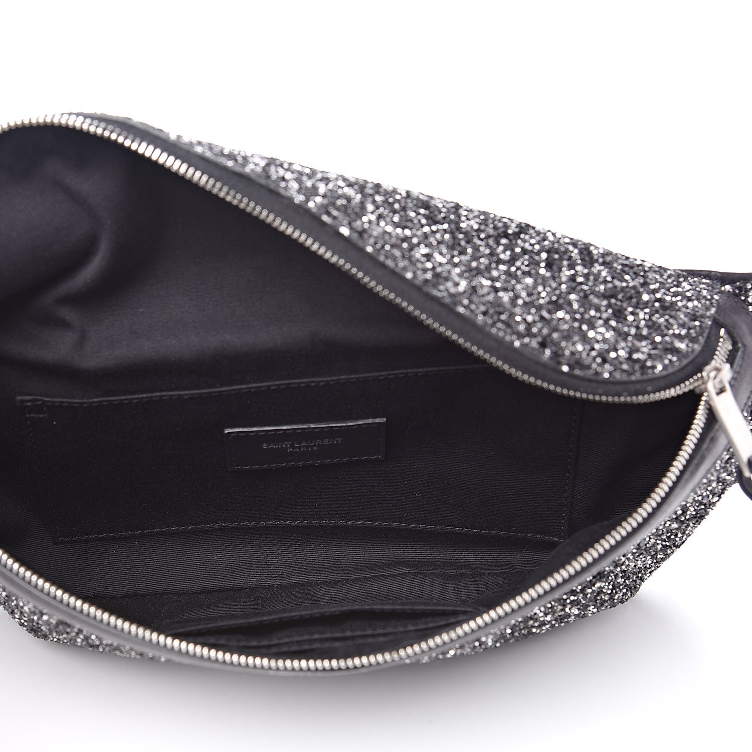 Saint Laurent Lambskin Glitter Belt Bag Metallic Black 5 of 10