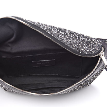 Saint Laurent Lambskin Glitter Belt Bag Metallic Black 5 of 10