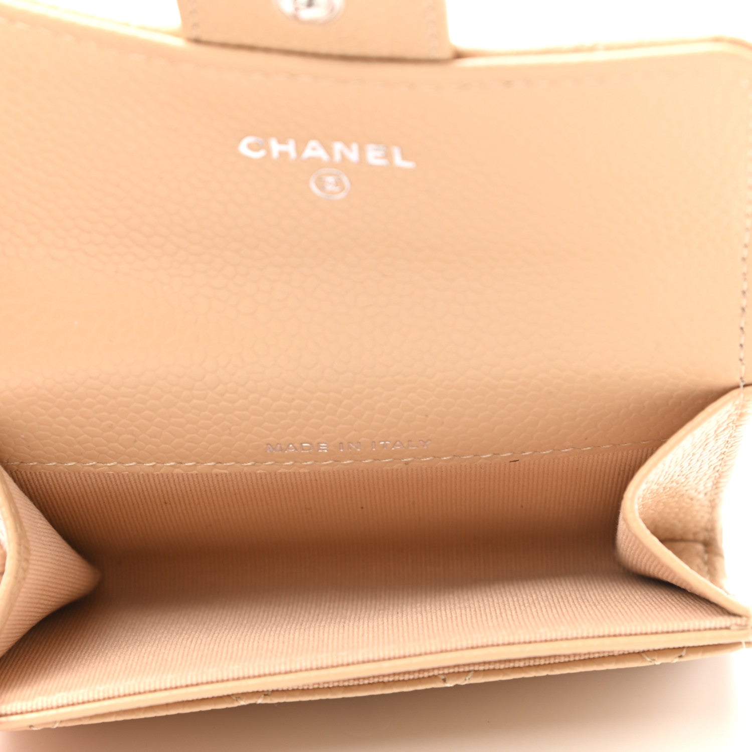 Chanel Caviar Quilted Flap Card Holder Wallet Beige 5 of 8