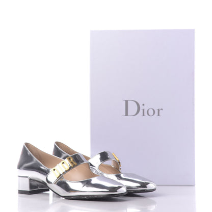 Christian Dior Mirror Finish Calfskin Baby-D Ballet Pumps 36 Silver 12 of 12