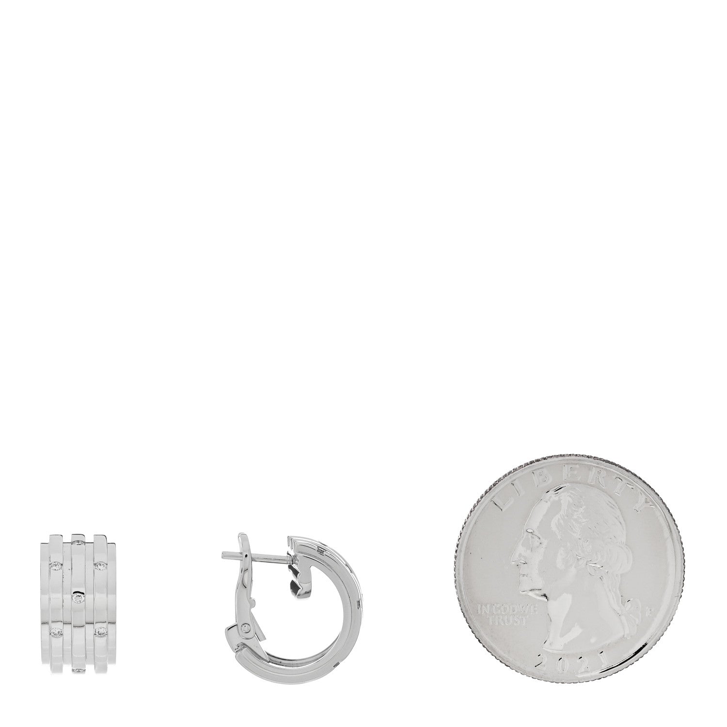 Piaget 18K White Gold Diamond .14ctw Hoop Earrings 2 of 4