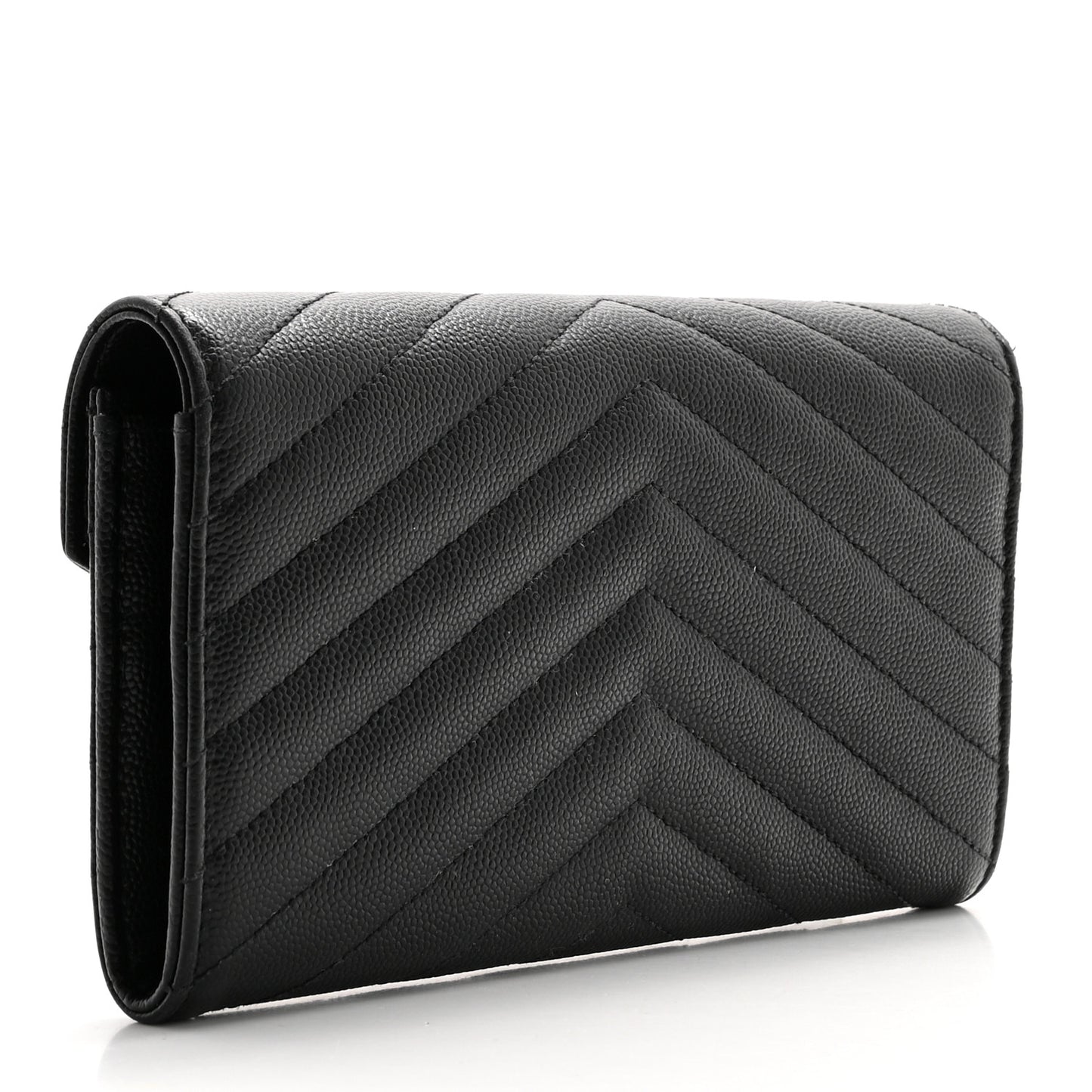 Grain De Poudre Matelasse Chevron Monogram Flap Wallet Black