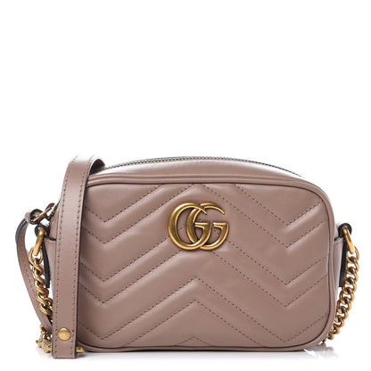Gucci Calfskin Matelasse Mini GG Marmont Chain Shoulder Bag Nude 1 of 9