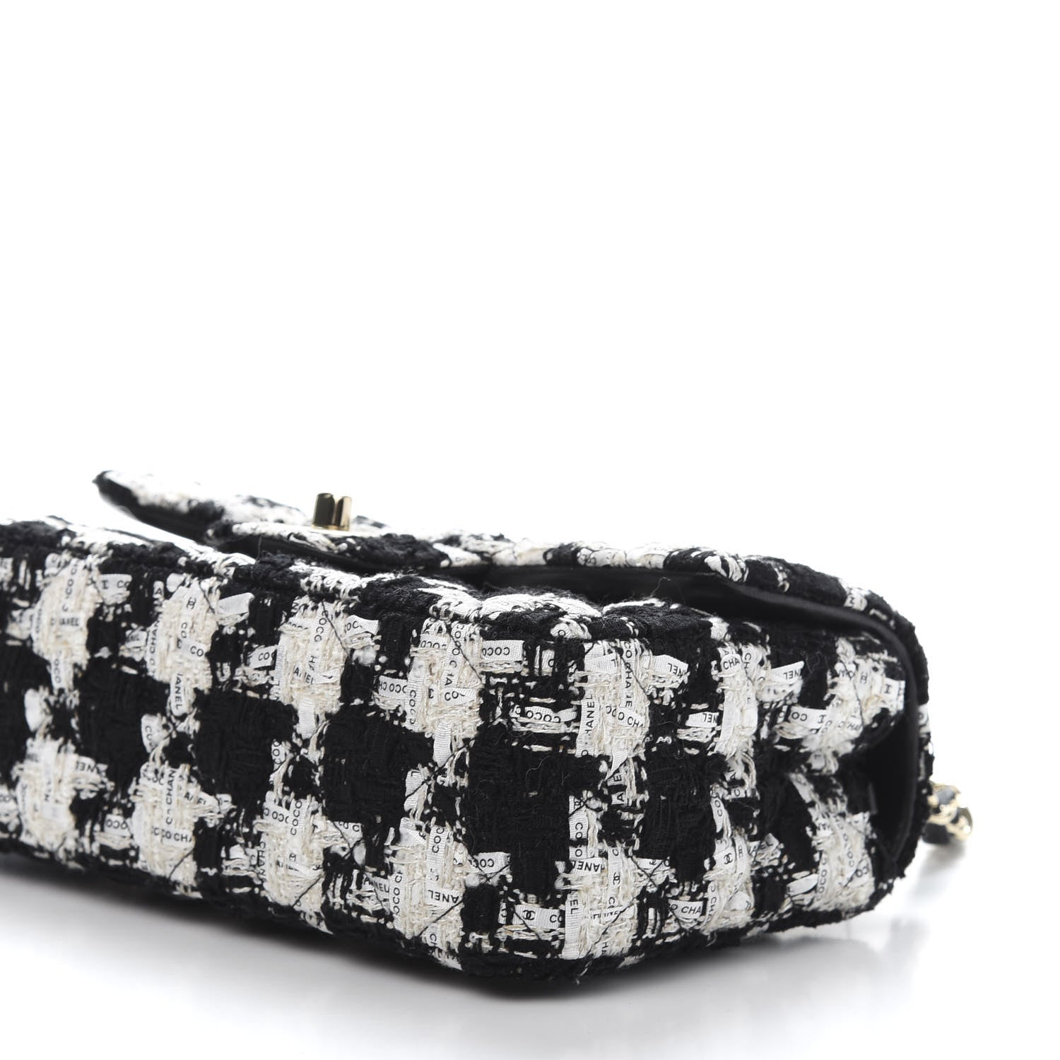 Chanel Tweed Quilted Mini Rectangular Flap Black Ecru White 8 of 10