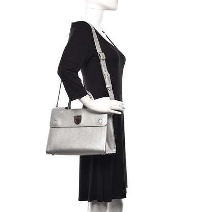 Christian Dior Metallic Grained Calfskin Medium Diorever Flap Silver 2 of 9