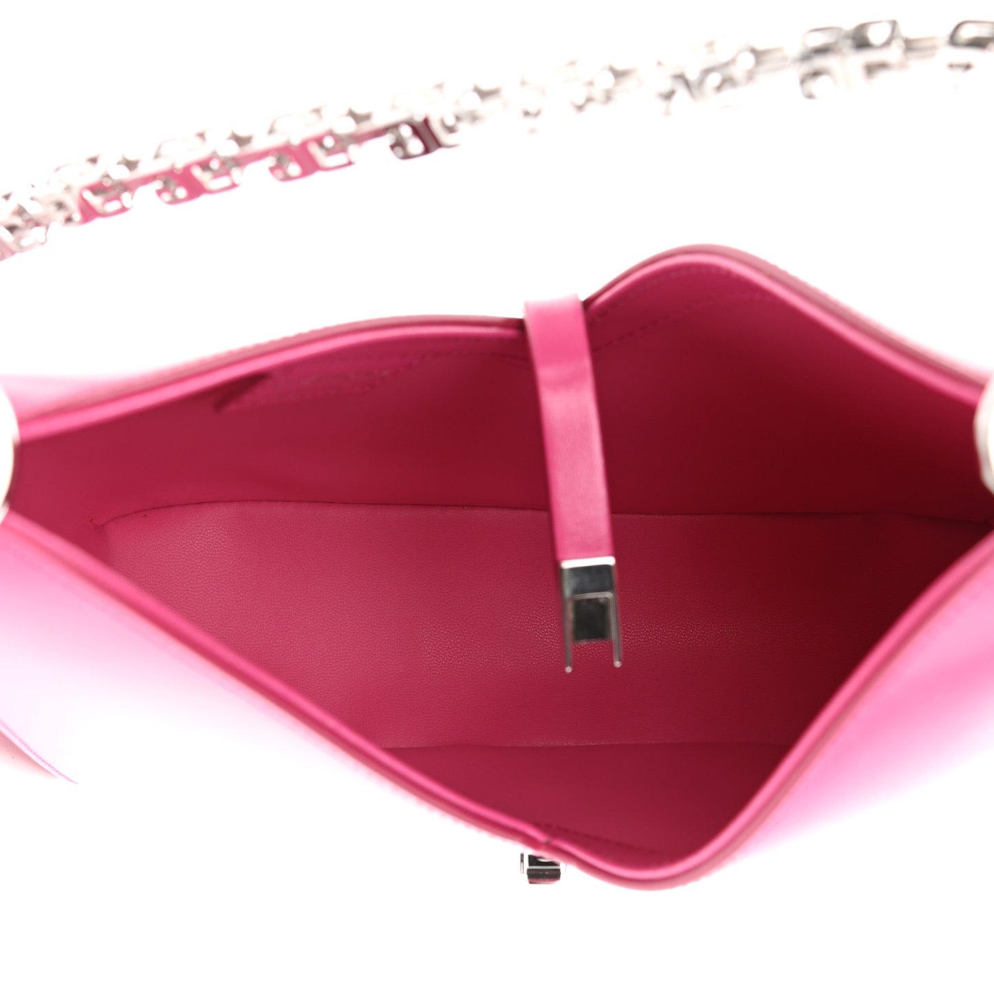 Box Calfskin Mini Cut Out Shoulder Bag Neon Pink