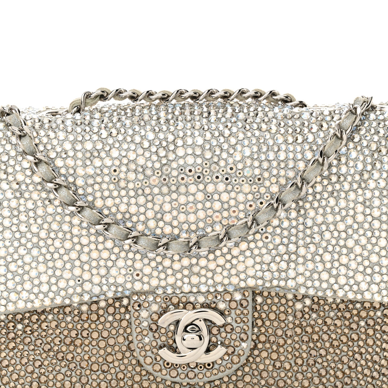 Chanel Suede Calfskin Crystal Mini Flap Grey 8 of 10