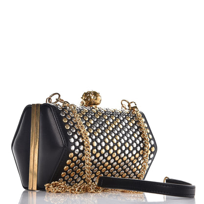 Alexander McQueen Lambskin Studded Hexagon Skull Chain Clutch Black 3 of 8