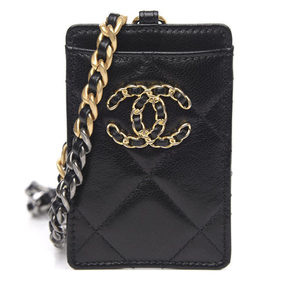 Chanel Goatskin Quilted 19 Card Holder On Chain Black 1 of 8