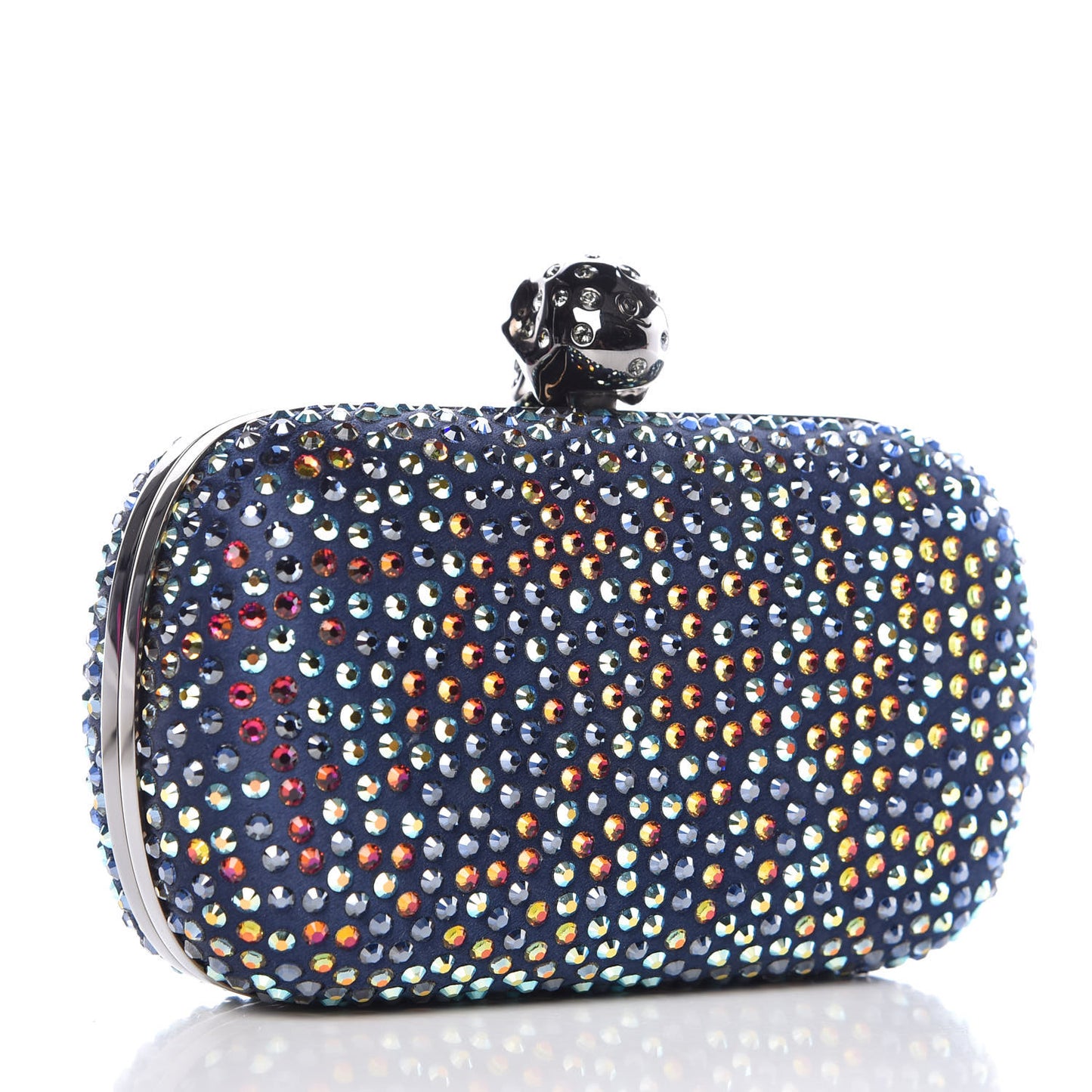 Silk Crystal Skull Box Clutch Multicolor