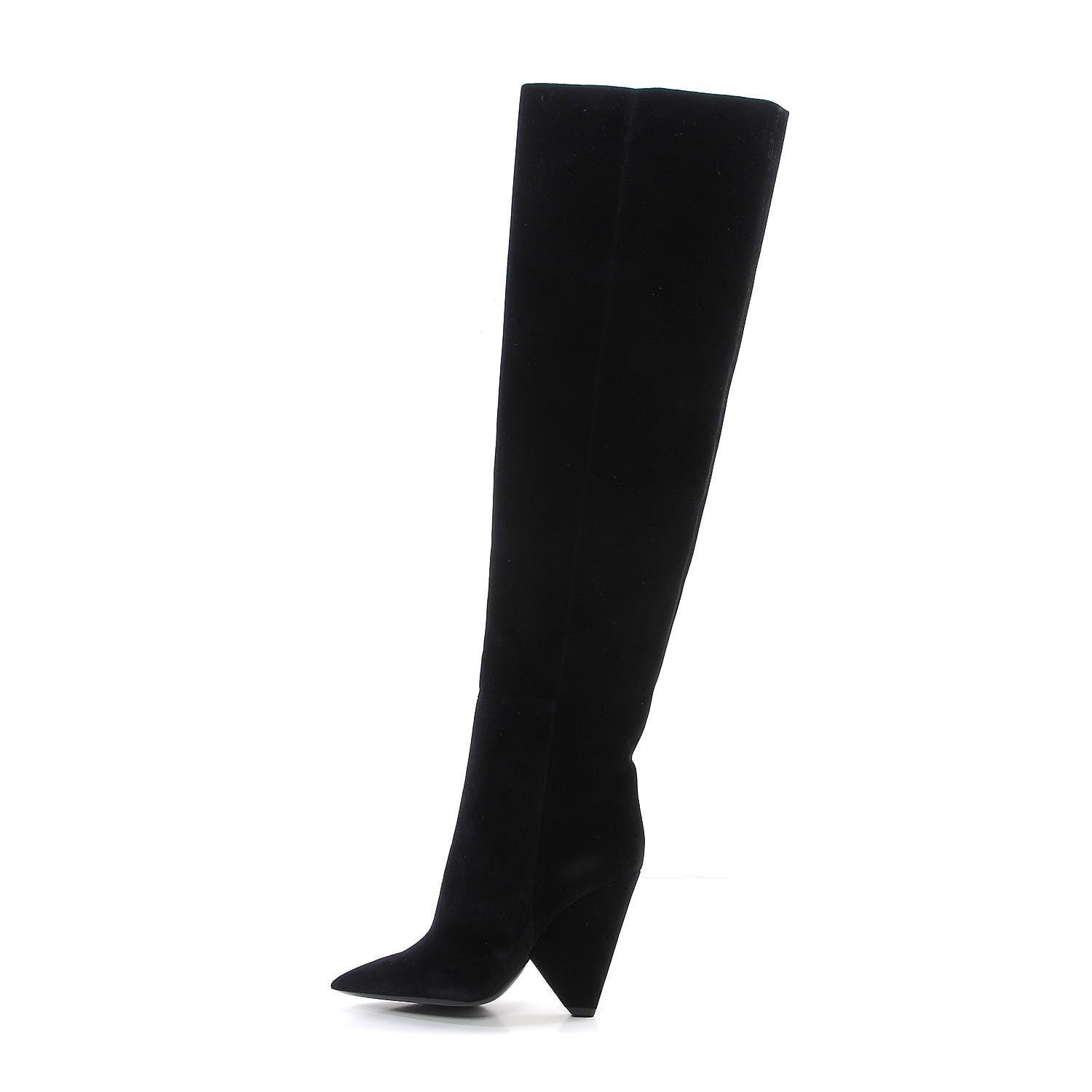 Saint Laurent Velvet Niki 105 Thigh High Boots 39 Black 1 of 7