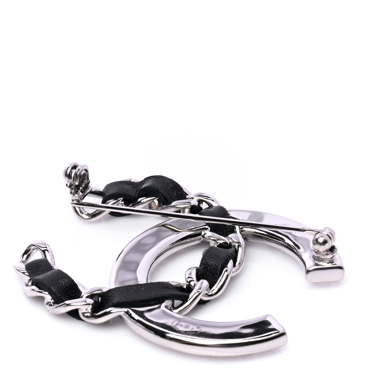 Chanel Lambskin Baguette Crystal CC Brooch Black Silver 3 of 4