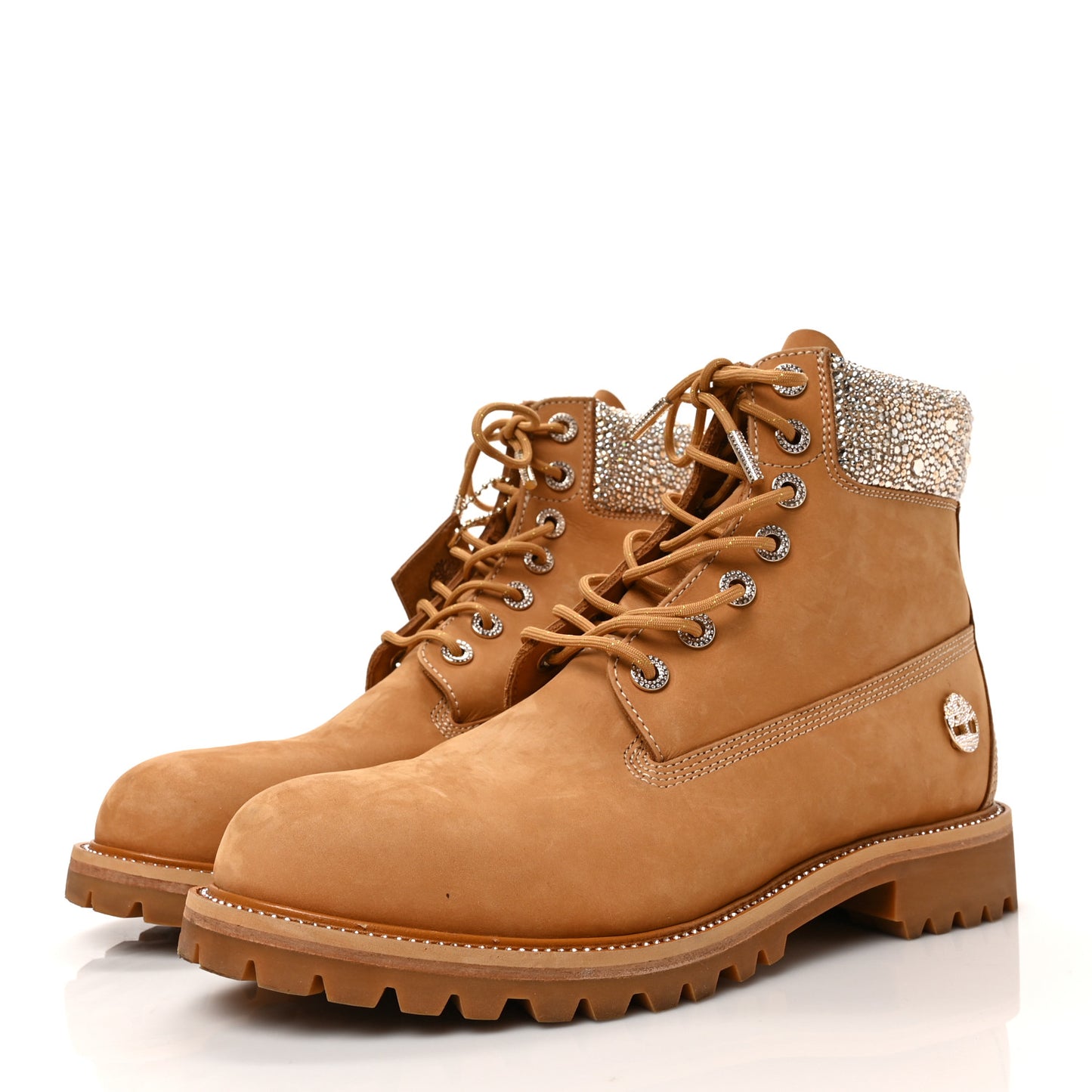 X TIMBERLAND Nubuck Swarovski Crystal Mens Ankle Boots 12 Wheat