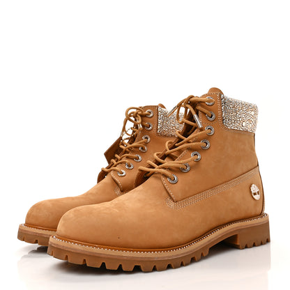 Jimmy Choo X TIMBERLAND Nubuck Swarovski Crystal Mens Ankle Boots 12 Wheat 3 of 8