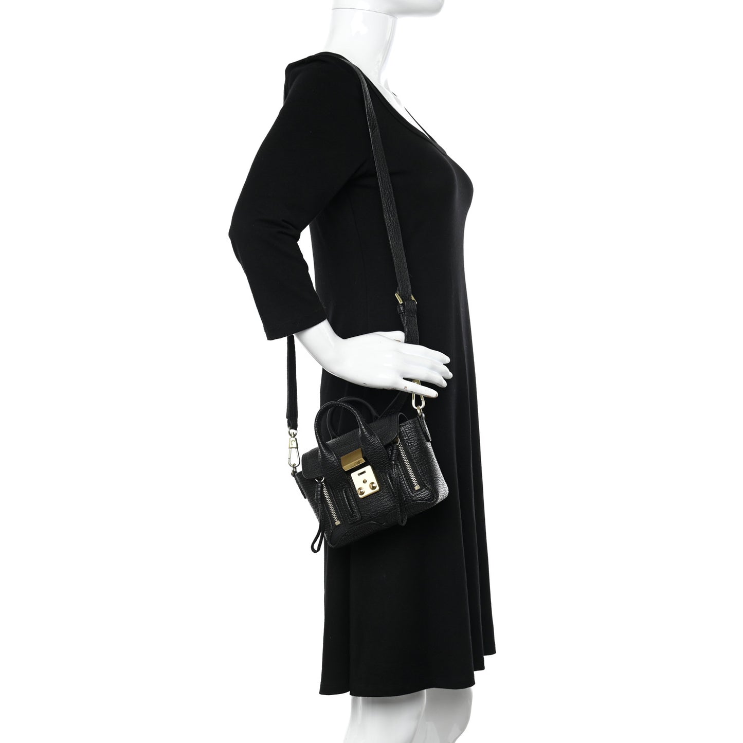 Textured Calfskin Nano Pashli Satchel Black