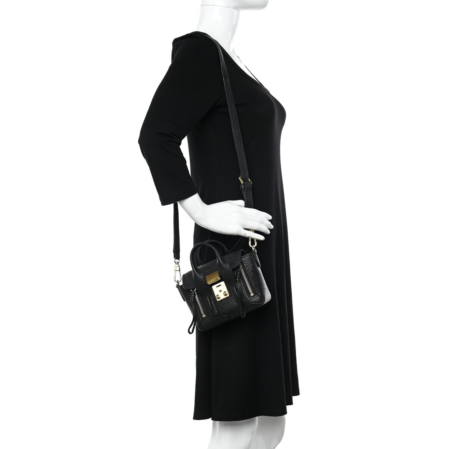 3.1 Phillip Lim Textured Calfskin Nano Pashli Satchel Black 2 of 11