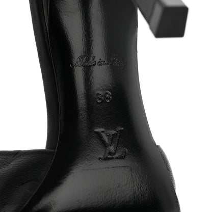 Louis Vuitton Lambskin Embossed Monogram Revival High Heel Mules 38 Black 7 of 8