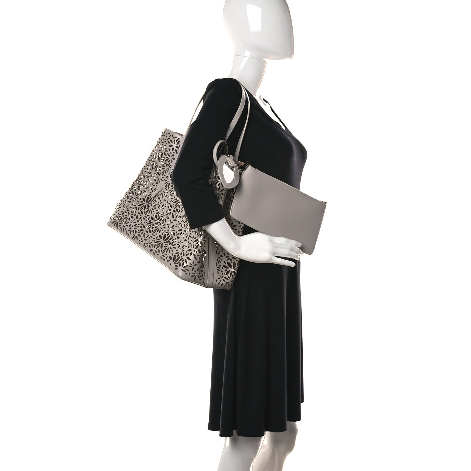 Alaia Calfskin Laser Cut Mina 32 Bag White 2 of 17