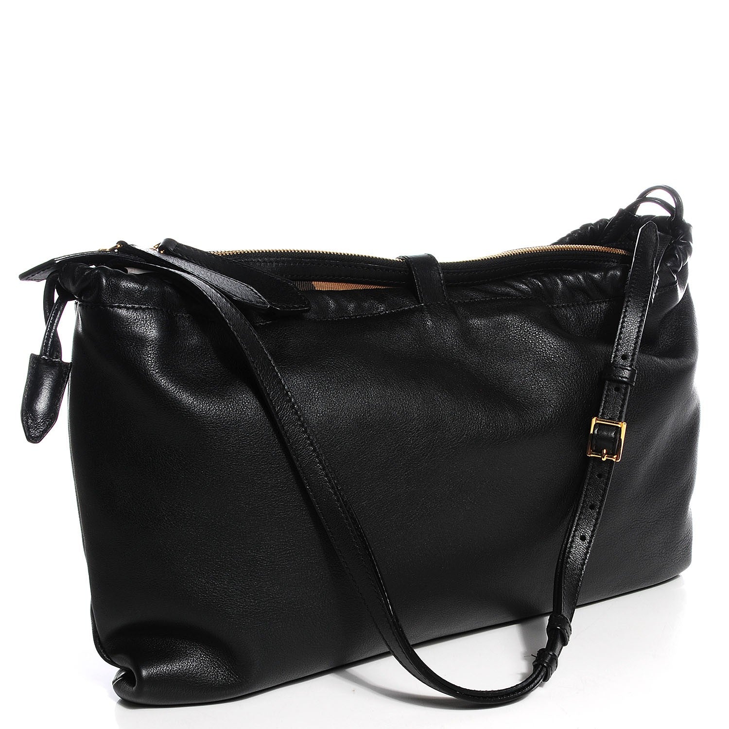 Burberry Soft Bridle Calfskin Long Crush Hobo Black 3 of 8