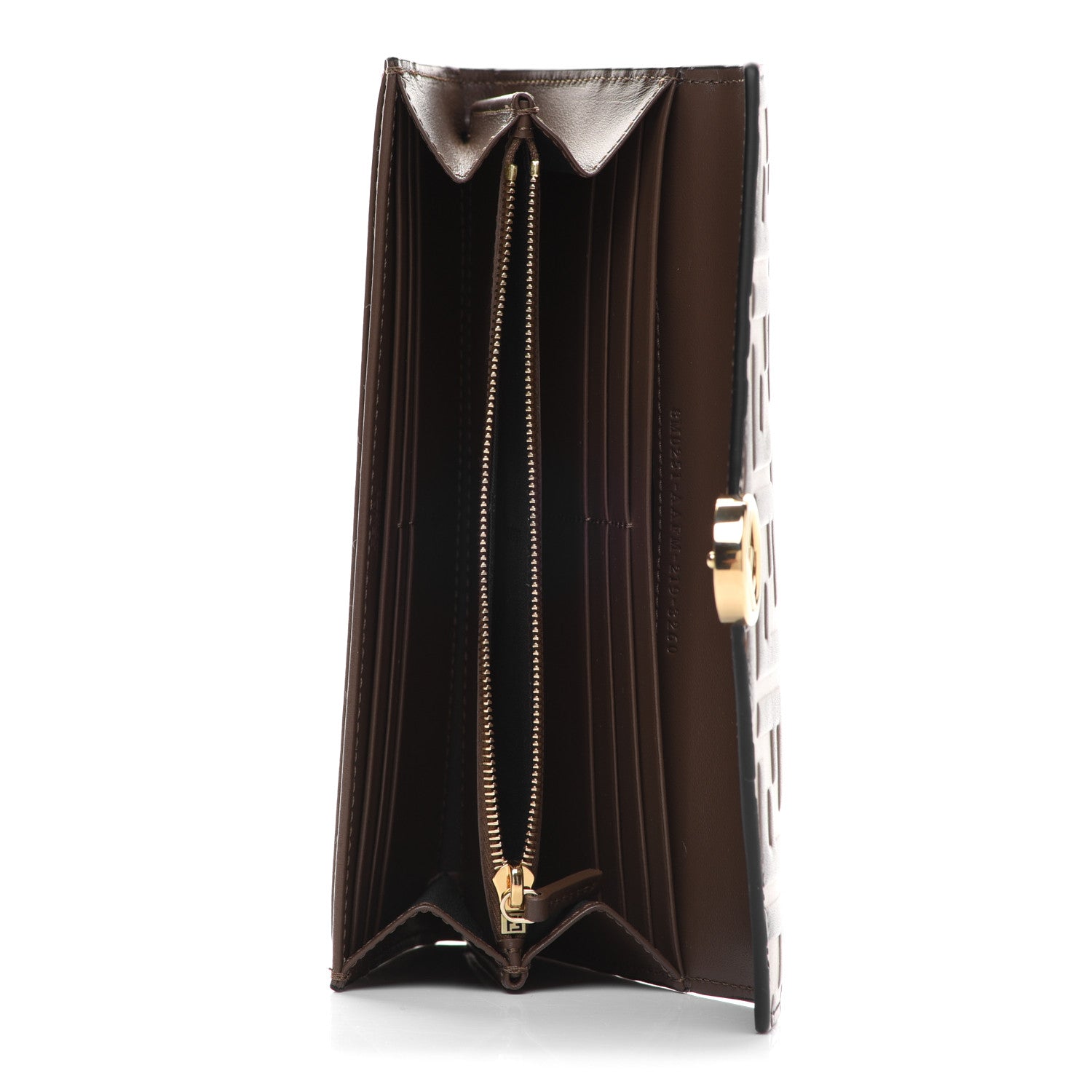 Fendi Vitello Soft F is Fendi Bi-Color FF 1974 Embossed Continental Envelope Wallet Maya Black 5 of 10