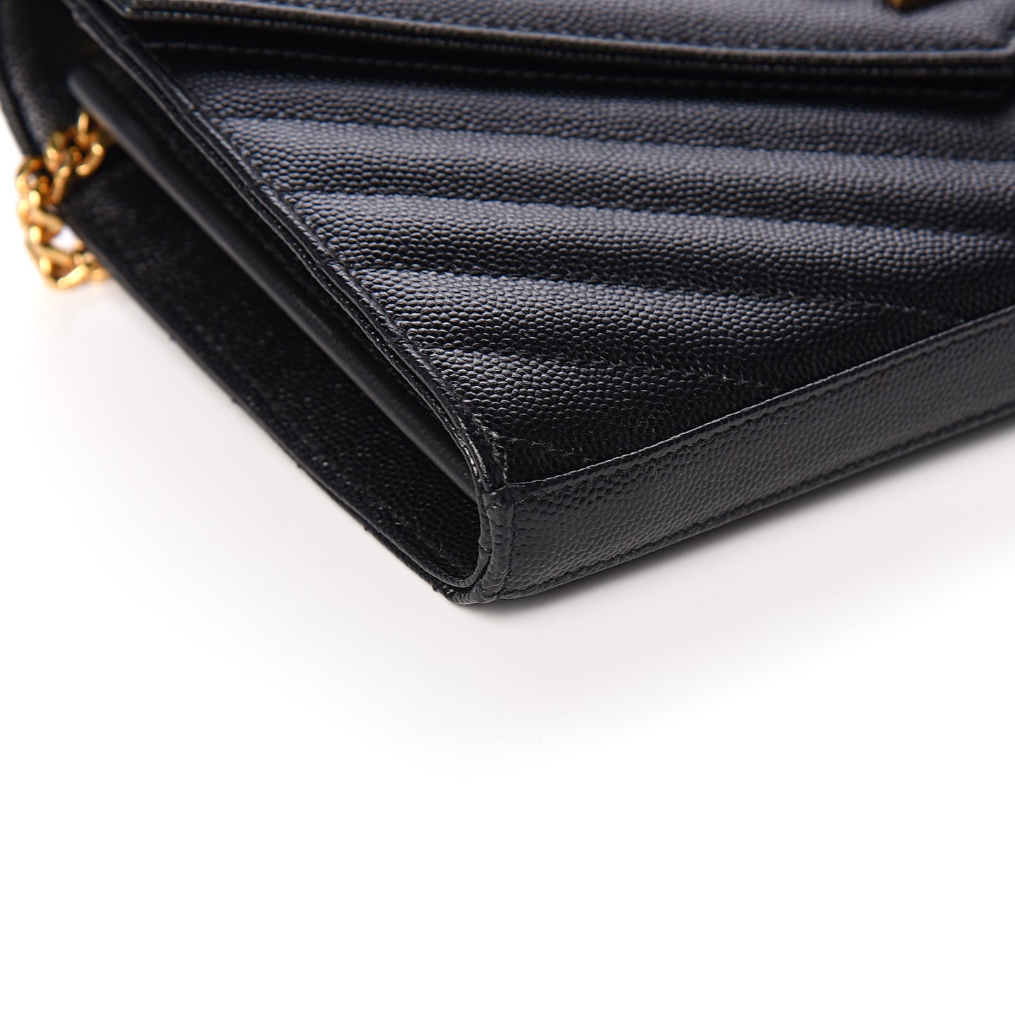 Grain De Poudre Matelasse Chevron Monogram Chain Wallet Black