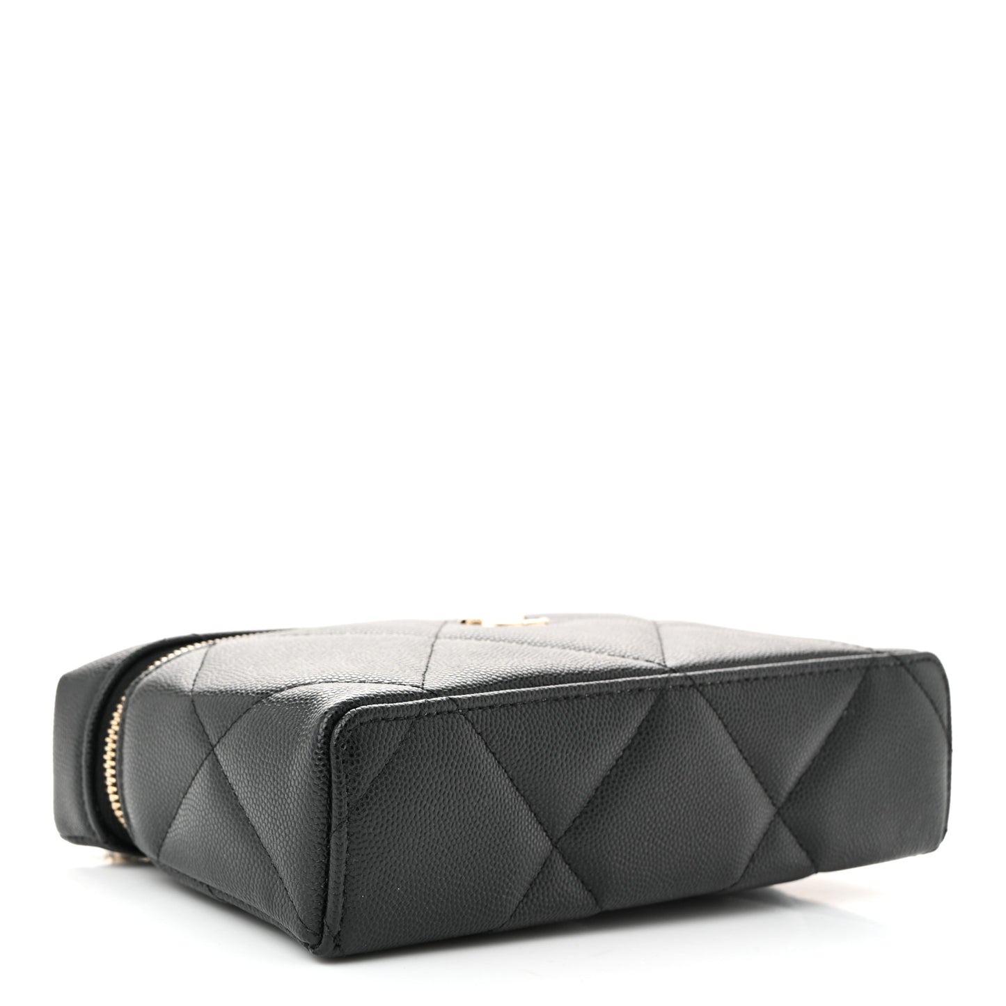 Caviar Quilted Top Handle Slim Vanity With Chain Black