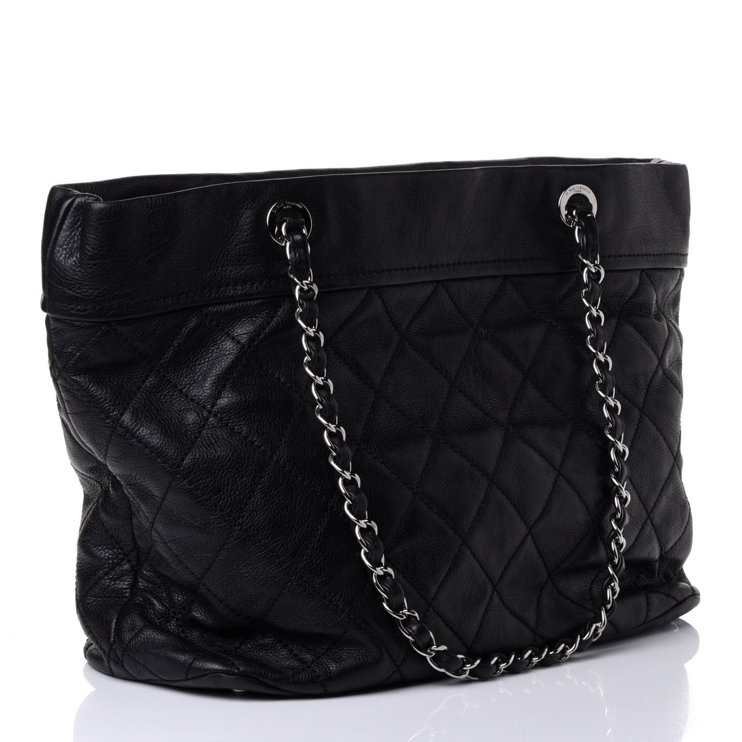 Calfskin Large Front Flap Tote Black