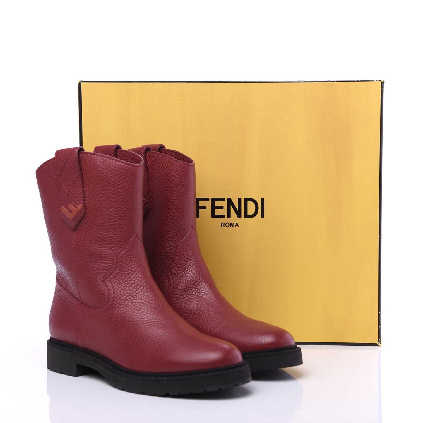 Grained Calfskin Ankle Boots 38.5 Red