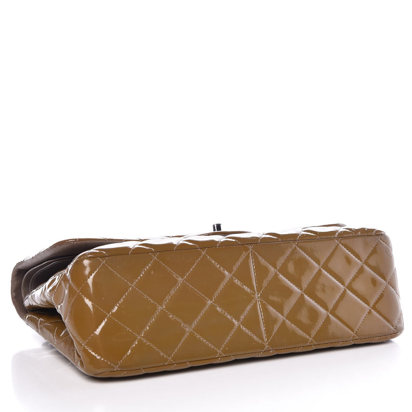 Patent Quilted Double Flap Light Brown