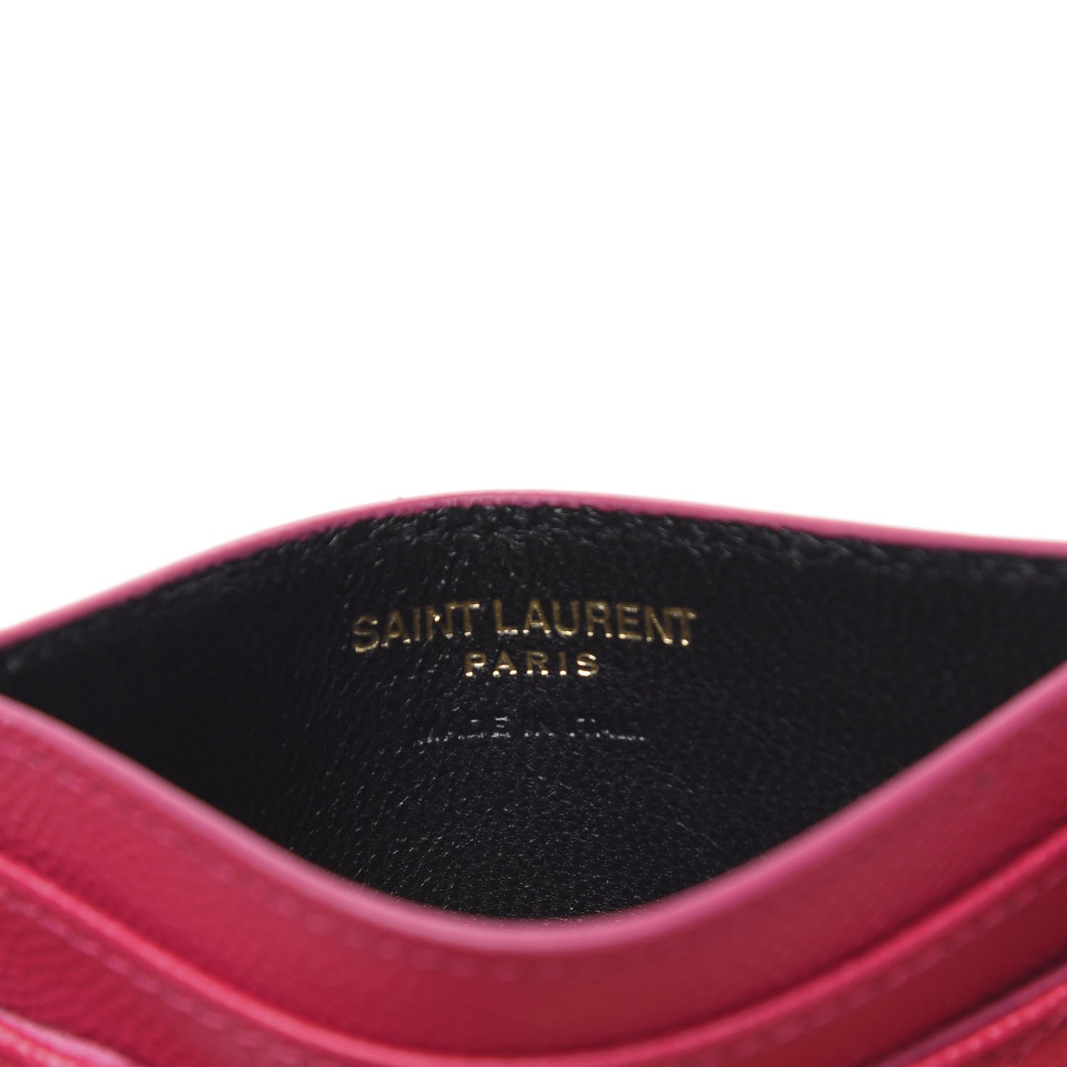 Saint Laurent Grain De Poudre Matelasse Chevron Monogram Credit Card Case Fresh Fuxia 6 of 10