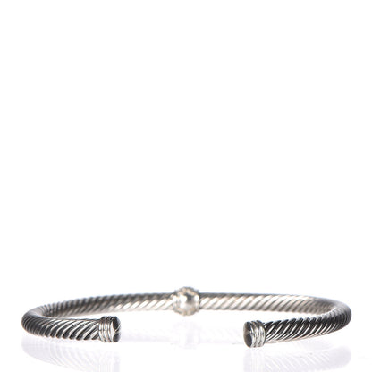 David Yurman Sterling Silver Diamond 4mm Cable Classics Single Station Bracelet 3 of 7