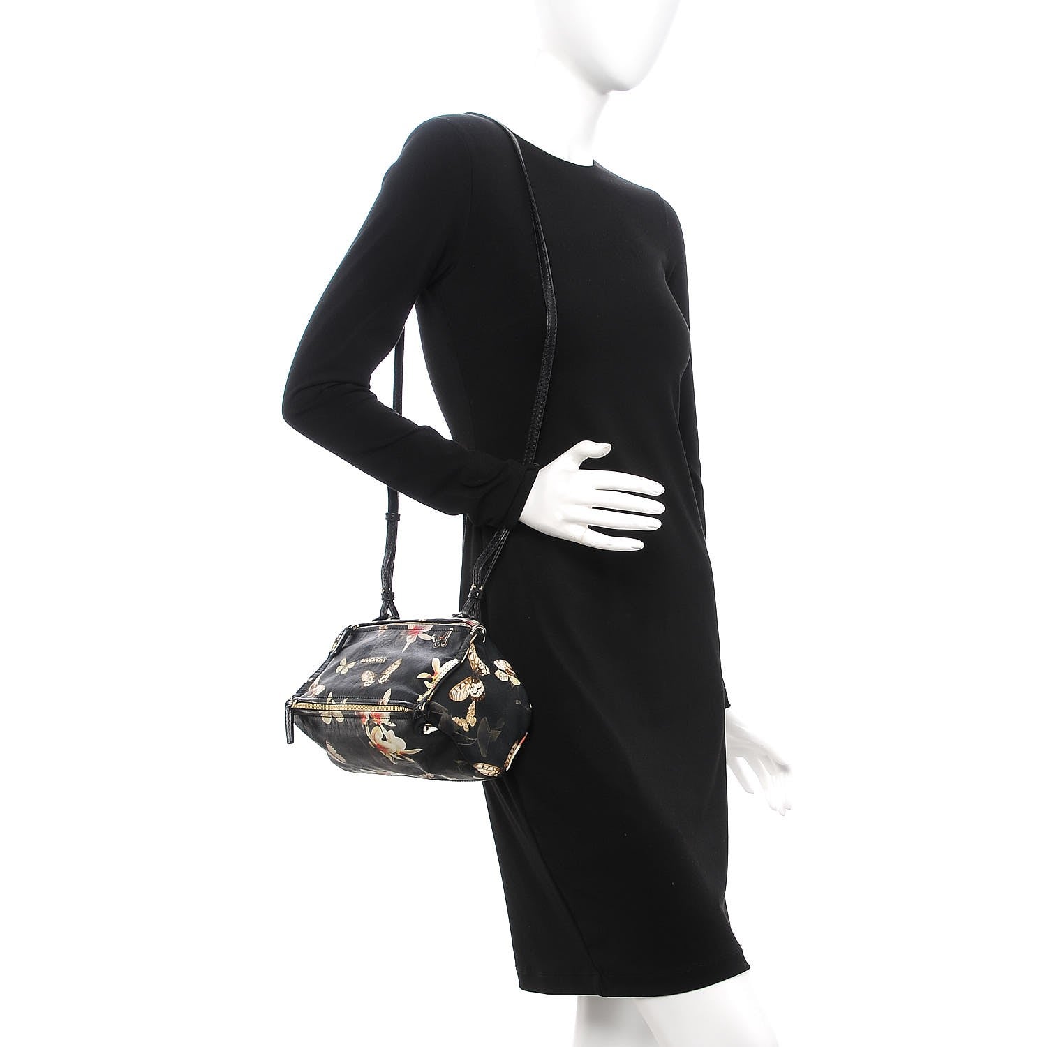 Givenchy Lambskin Magnolia and Moth Print Mini Pandora Black 2 of 7