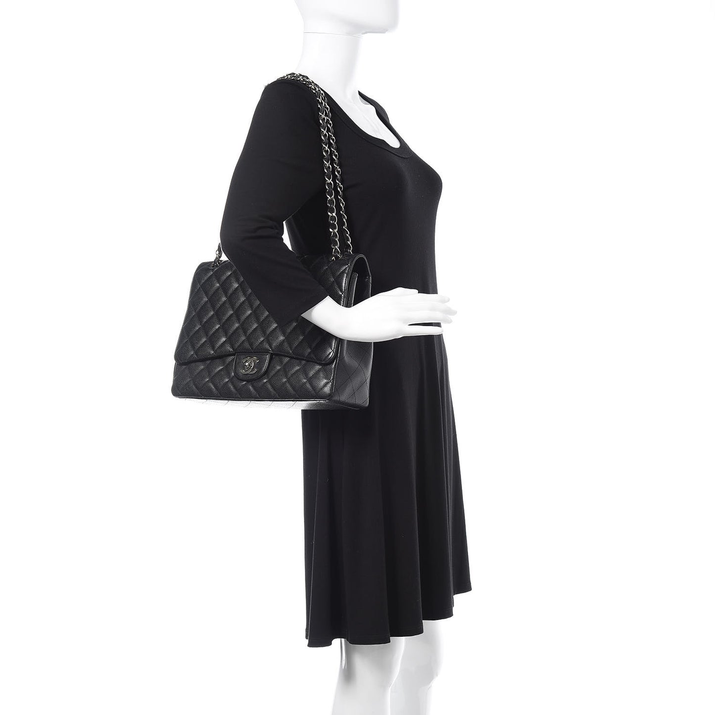 Caviar Quilted Maxi Single Flap Black
