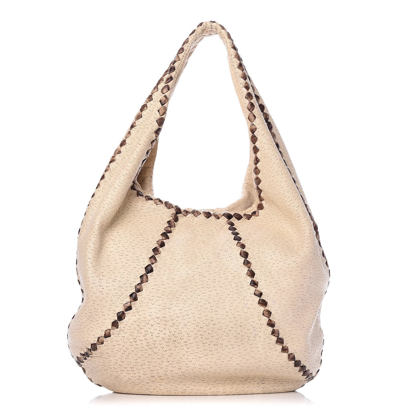 Cervo Deerskin Perforated Pekary Hobo Cream