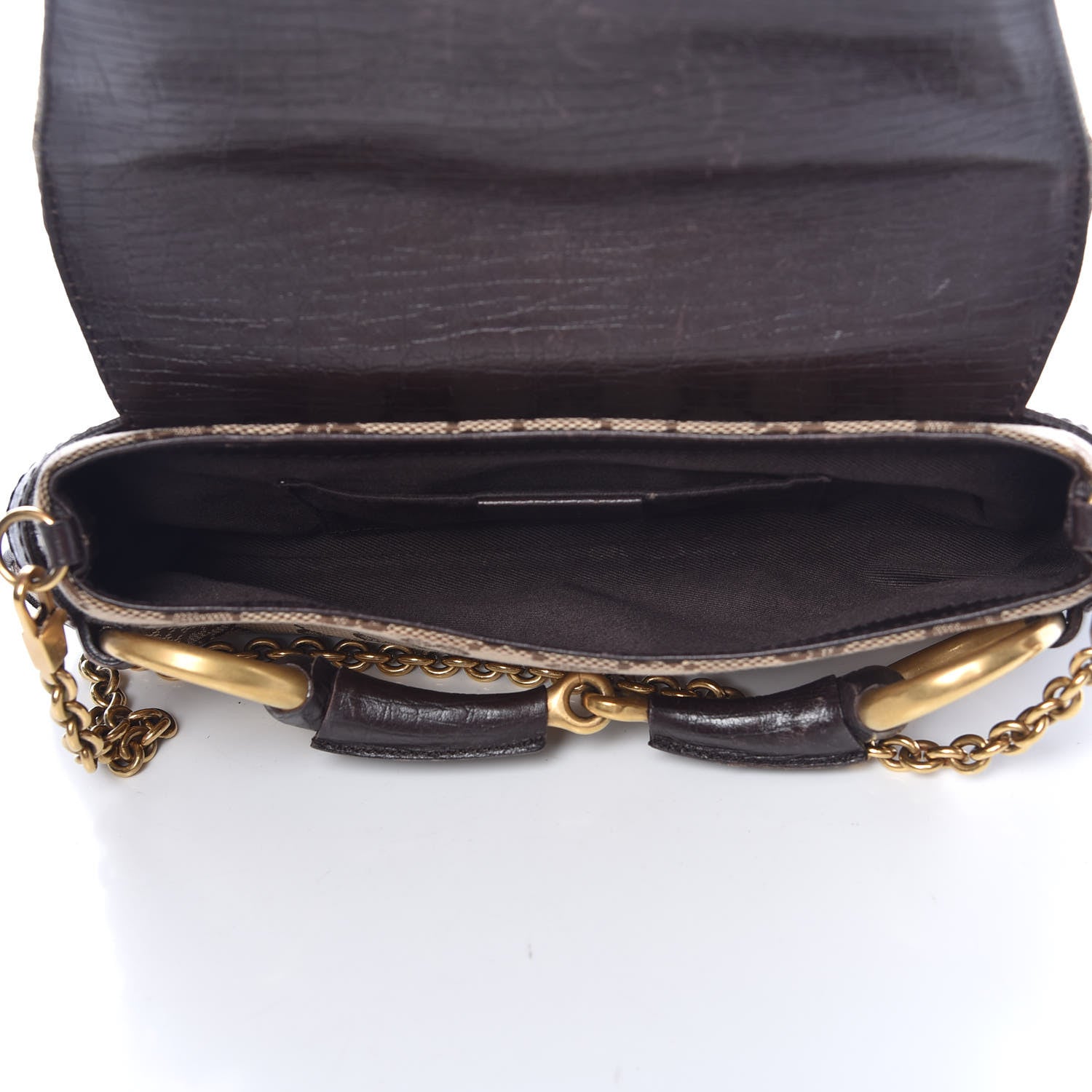 Gucci Monogram Horsebit Clutch Dark Brown 5 of 14